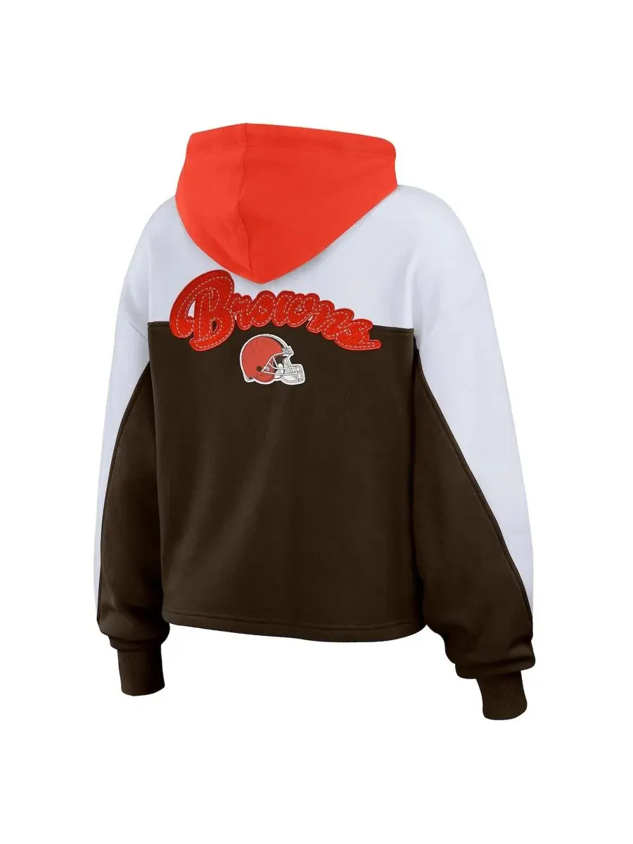 Толстовка на молнии с цветовыми блоками, с капюшоном, с длинным рукавом WEAR by Erin Andrews — изображение 3 из 5, коричневый