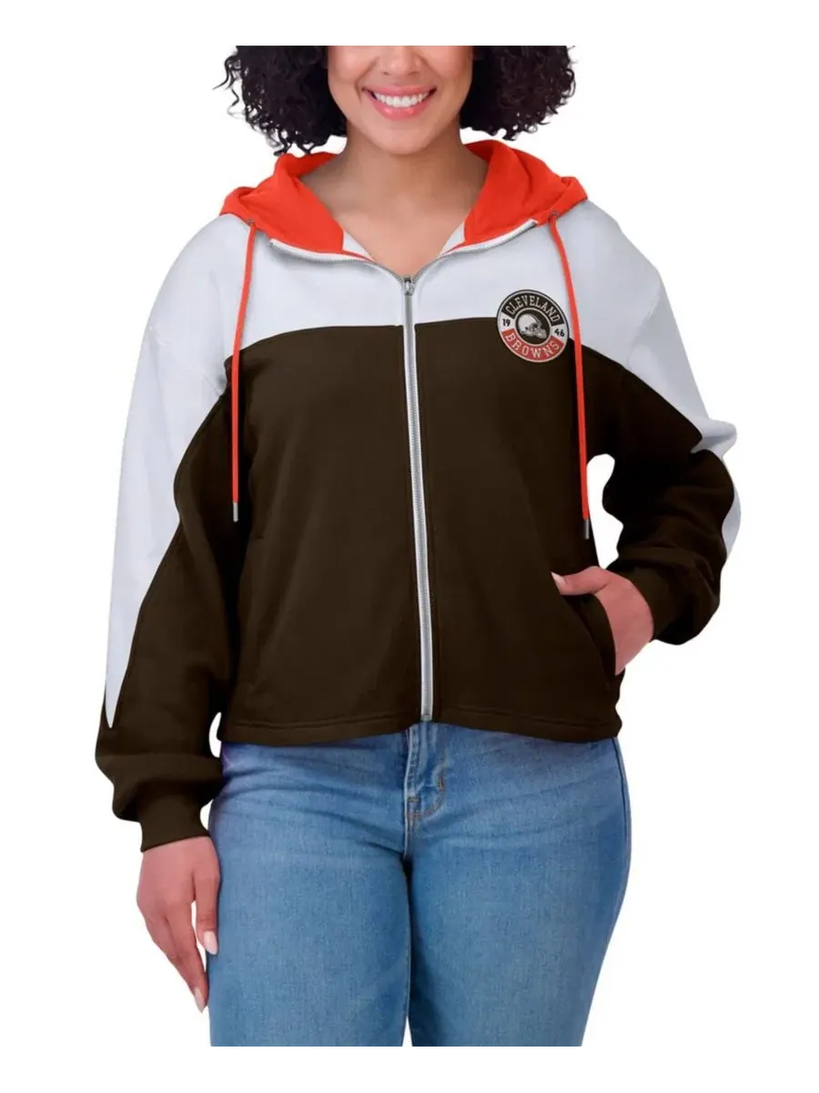 Толстовка на молнии с цветовыми блоками, с капюшоном, с длинным рукавом WEAR by Erin Andrews — изображение 4 из 5, коричневый