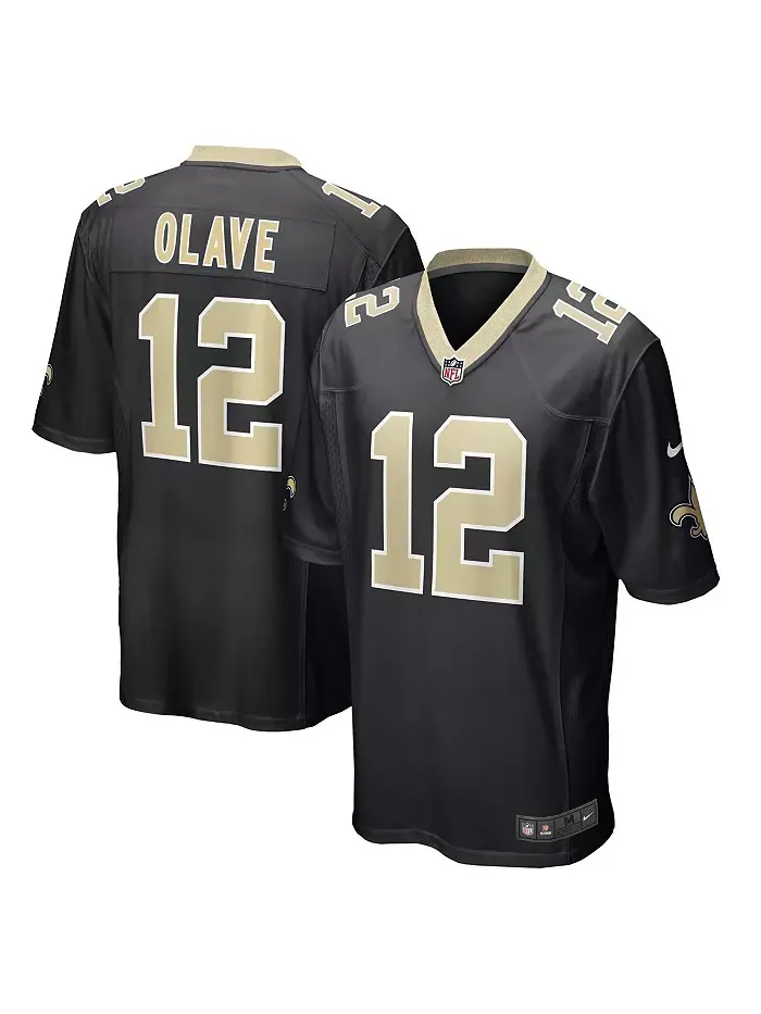 Мужская игровая футболка Chris Olave черного цвета New Orleans Saints Nike — изображение 1 из 3