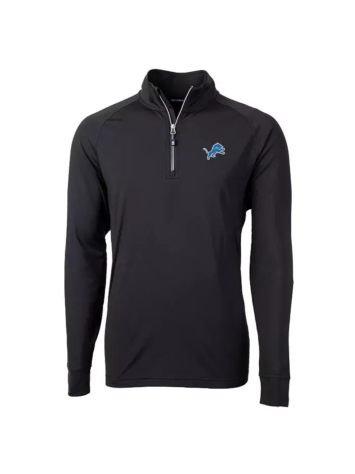 Мужская черная толстовка Detroit Lions Adapt Eco Knit с четверть-молнией Cutter & Buck — изображение 1 из 1