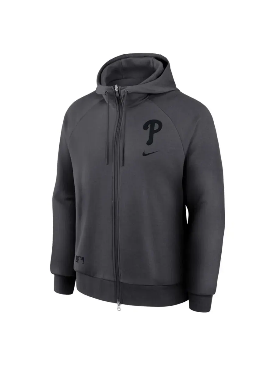 Толстовка на молнии с регланом и капюшоном Dri-FIT Philadelphia Phillies Nike — изображение 2 из 5, серый