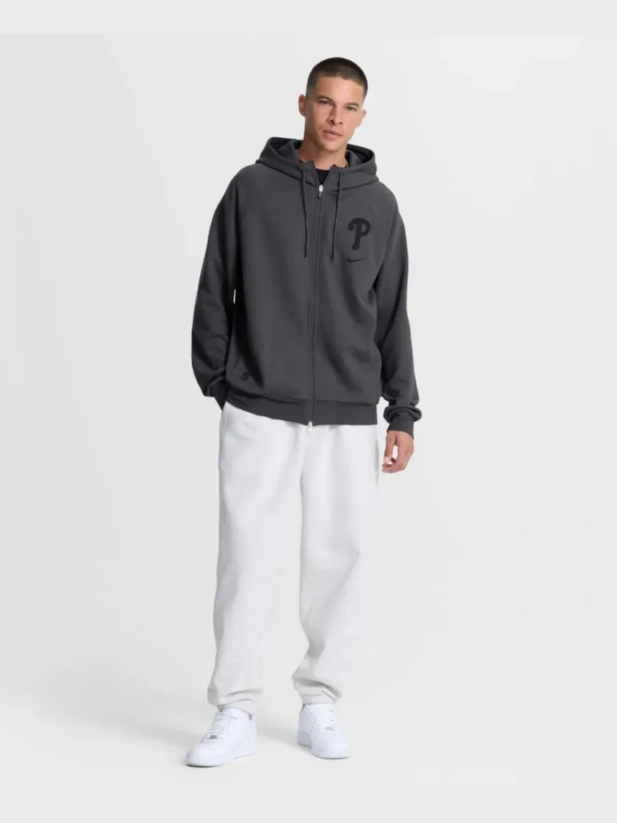 Толстовка на молнии с регланом и капюшоном Dri-FIT Philadelphia Phillies Nike — изображение 5 из 5, серый