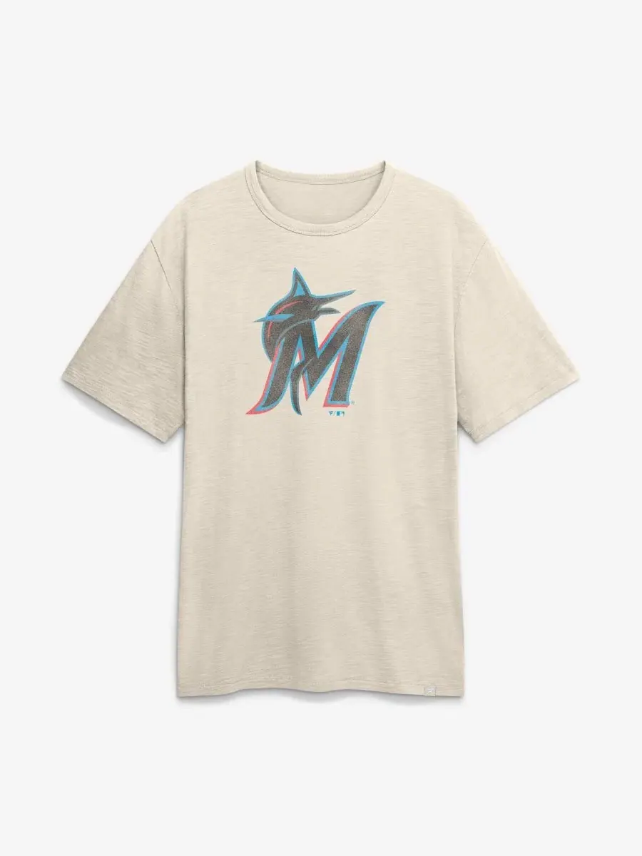 Футболка с принтом Miami Marlins Stadium Slub Fanatics — изображение 1 из 2, бежевый