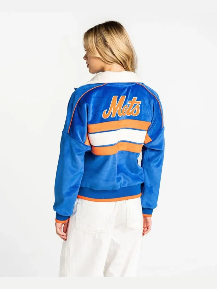 Женская куртка из вельвета с капюшоном, с вышивкой New York Mets The Wild Collective — изображение 2 из 2, королевский