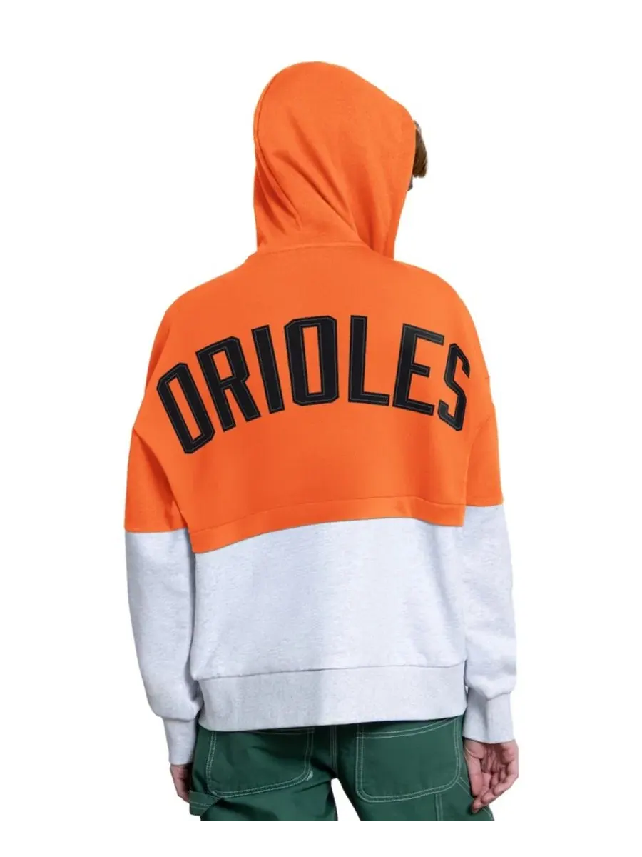 Худи женское с капюшоном и молнией Wishbone Baltimore Orioles Starter — изображение 2 из 4, оранжевый серый