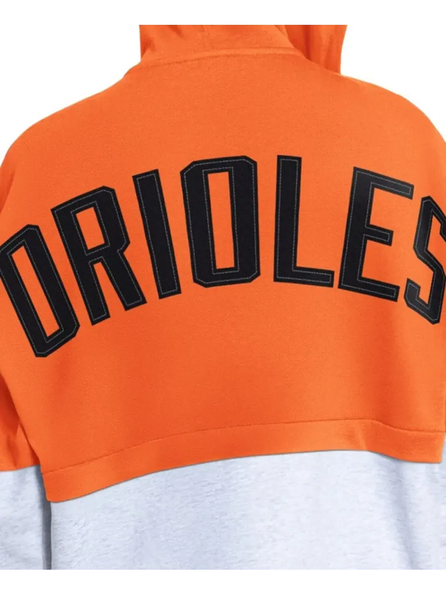 Худи женское с капюшоном и молнией Wishbone Baltimore Orioles Starter — изображение 4 из 4, оранжевый серый