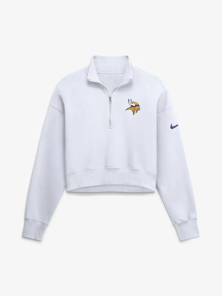 Свитшот Nike Oversized Phoenix Fleece Cropped Quarter-Zip — изображение 1 из 2, белый