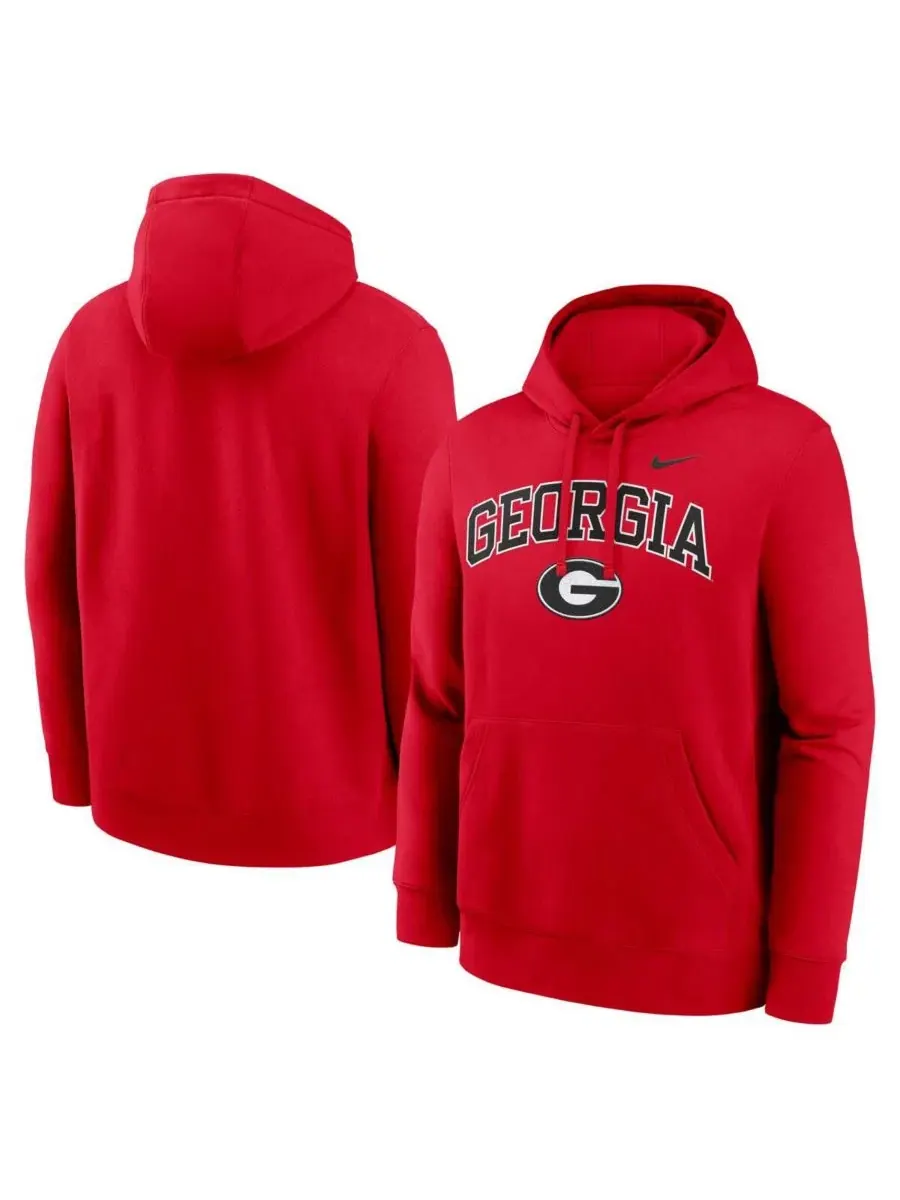Худи с капюшоном из флиса Club Fleece Arch, Georgia Bulldogs Nike — изображение 1 из 3, красный