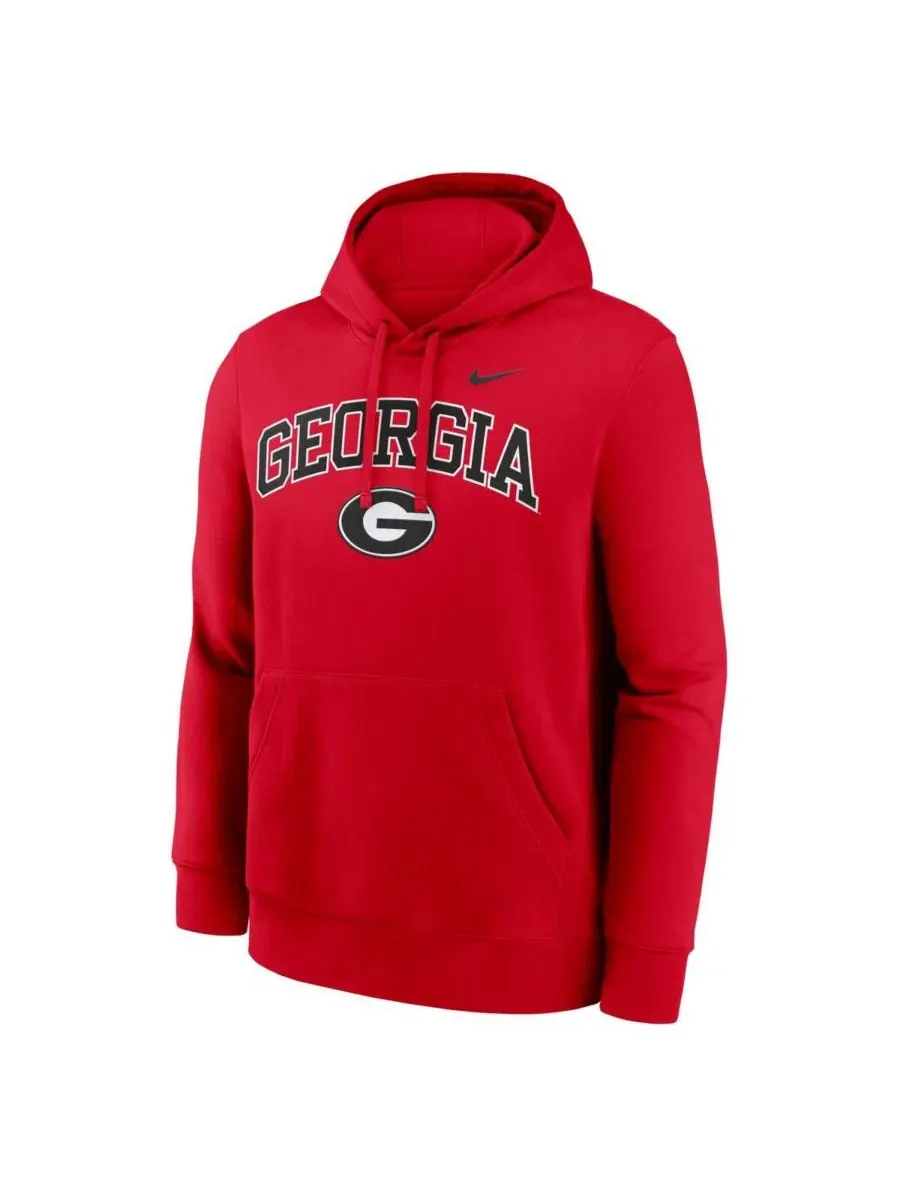 Худи с капюшоном из флиса Club Fleece Arch, Georgia Bulldogs Nike — изображение 2 из 3, красный