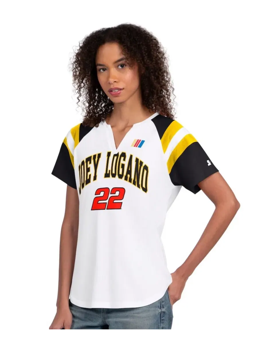 Футболка с рукавом реглан с принтом Joey Logano Game On Raglan Notch Neck G-III 4Her by Carl Banks — изображение 1 из 3