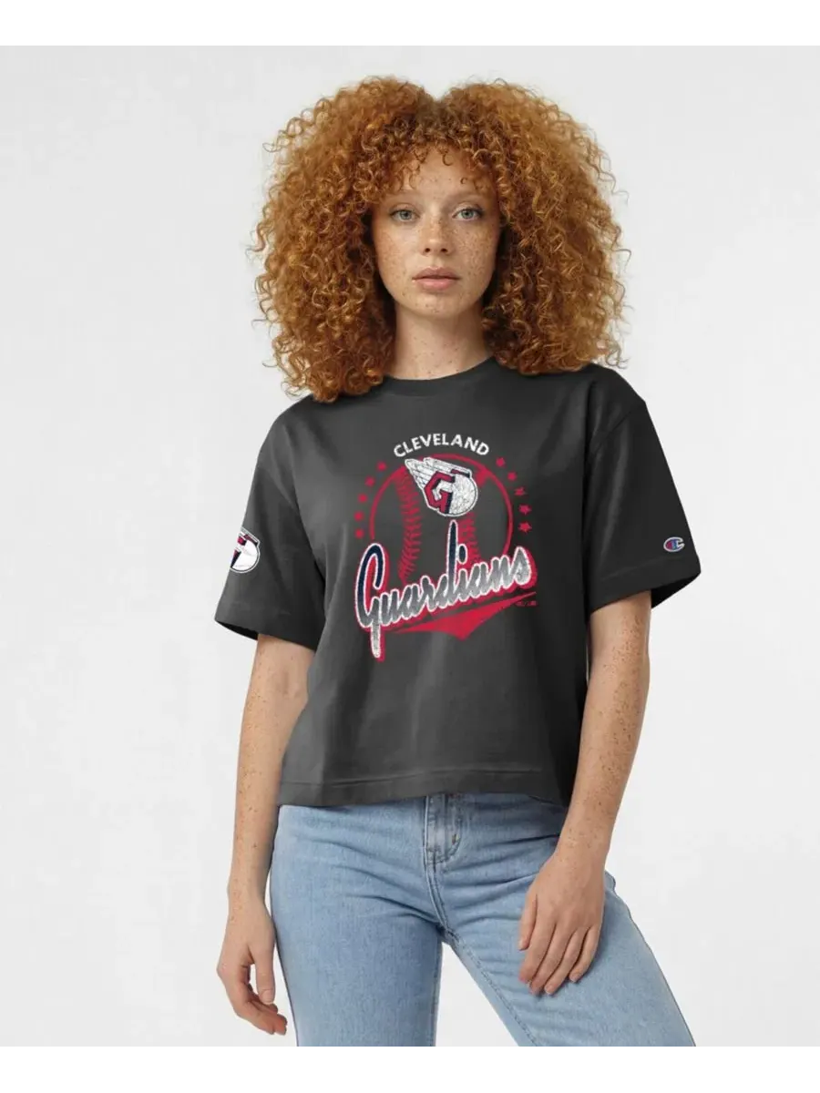 Футболка с принтом Cleveland Guardians, модель Graphic Oversized-Fit Champion — изображение 1 из 5, черный