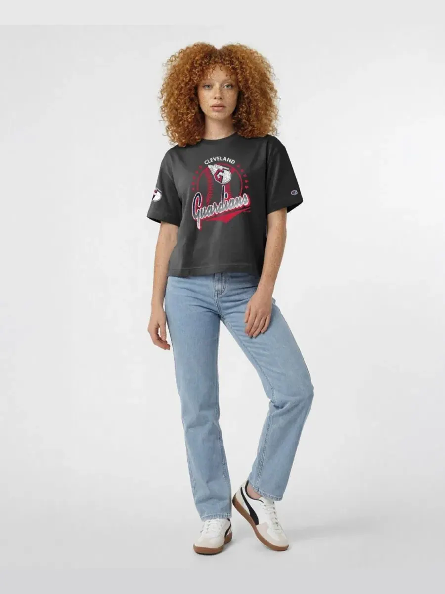 Футболка с принтом Cleveland Guardians, модель Graphic Oversized-Fit Champion — изображение 2 из 5, черный