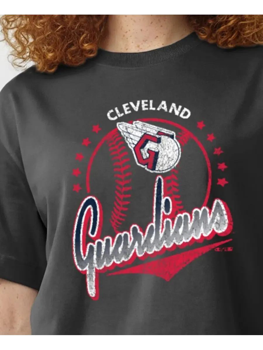 Футболка с принтом Cleveland Guardians, модель Graphic Oversized-Fit Champion — изображение 5 из 5, черный