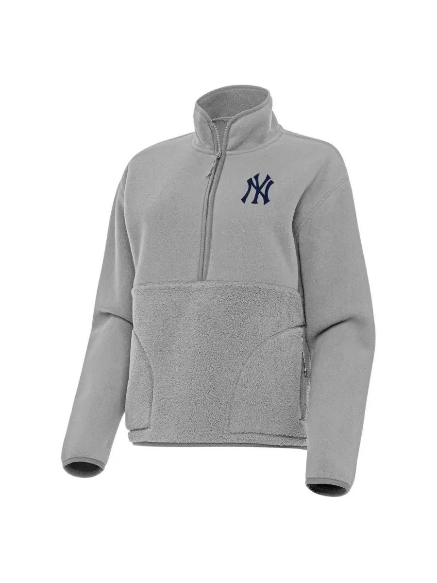 Свитшот с полузамком-молнией с флисовым верхом и шерпой снизу, New York Yankees Antigua — изображение 1 из 1, серый