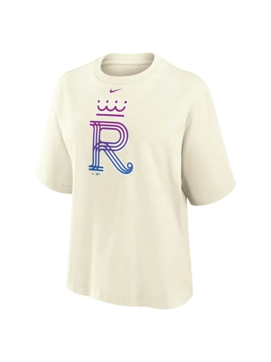Футболка свободного кроя Kansas City Royals Premium Essentials Relaxed-Boxy Nike — изображение 3 из 4, бежевый