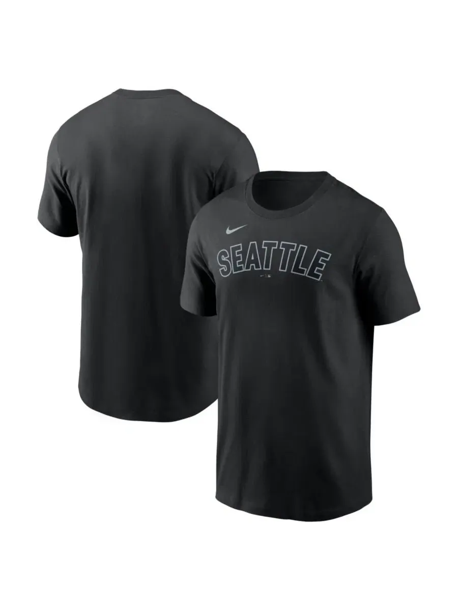 Футболка с принтом Seattle Mariners Alternate Wordmark Nike — изображение 1 из 3, черный