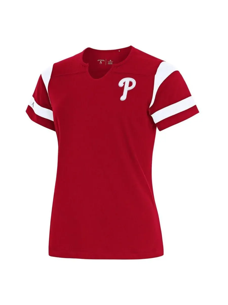 Antigua Женская красная футболка Philadelphia Phillies Encounter с вырезом на шее — изображение 1 из 1, красный