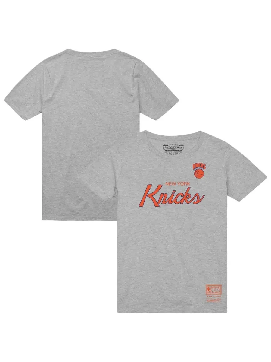 Mitchell & Ness Мужская футболка серого цвета с винтажным логотипом New York Knicks Big Tall — изображение 1 из 3, серый