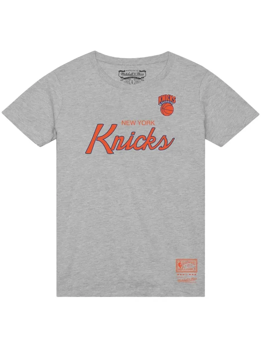 Mitchell & Ness Мужская футболка серого цвета с винтажным логотипом New York Knicks Big Tall — изображение 3 из 3, серый