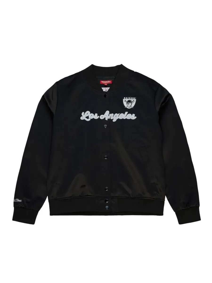 Mitchell & Ness Женская черная атласная куртка Las Vegas Raiders на кнопках — изображение 4 из 5, черный