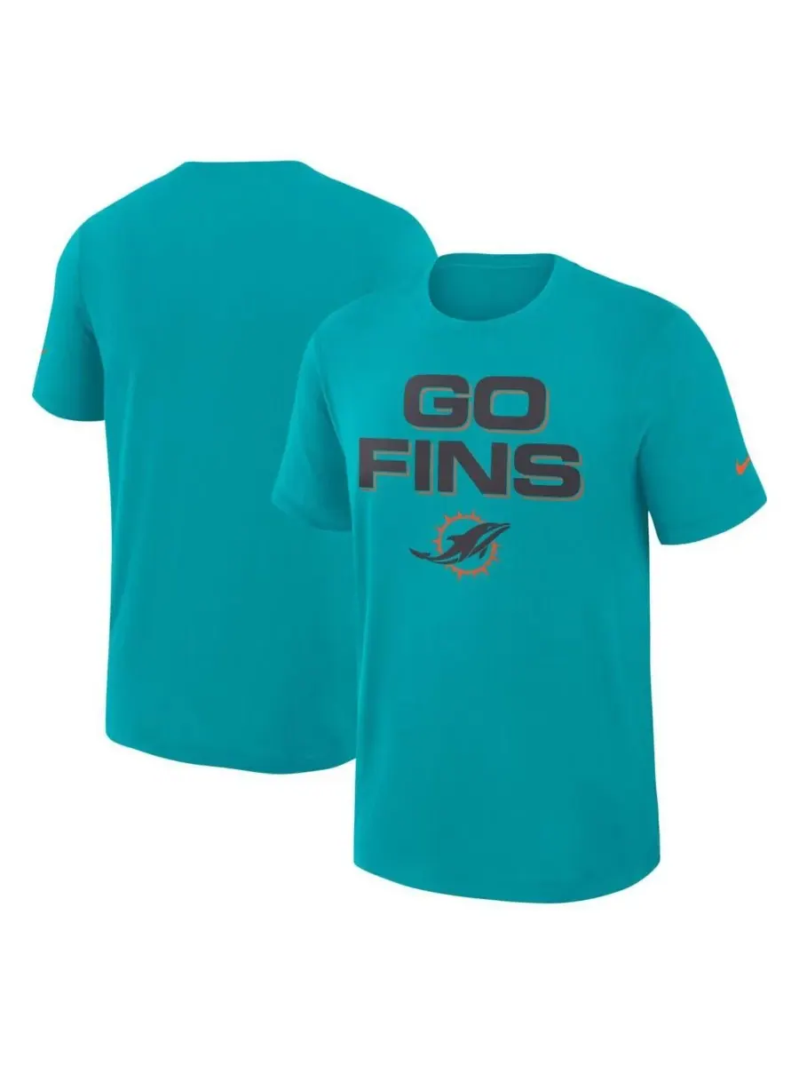 Nike Мужская футболка Turbo green Miami Dolphins 2025 Rivalries Collection Slub Dri-FIT — изображение 1 из 3, голубой