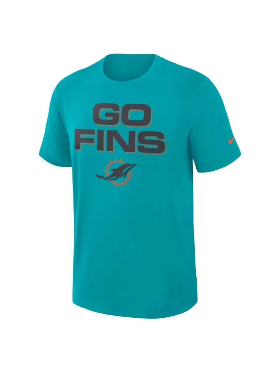 Nike Мужская футболка Turbo green Miami Dolphins 2025 Rivalries Collection Slub Dri-FIT — изображение 2 из 3, голубой