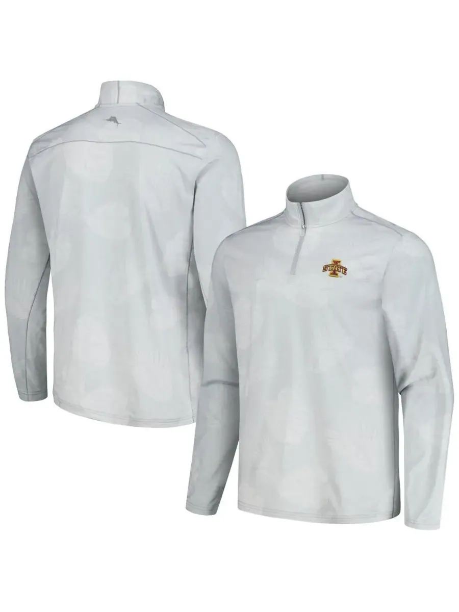 Tommy Bahama Мужская серая куртка на молнии до середины груди с логотипом Iowa State Cyclones