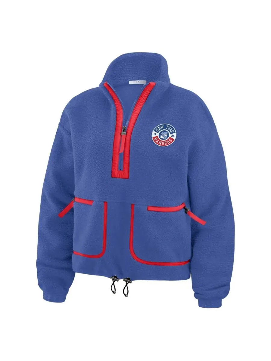 WEAR by Erin Andrews Женская синяя флисовая куртка New York Rangers с застежкой-молнией до середины — изображение 4 из 5