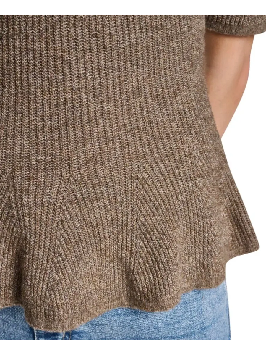 Свитер женский с защипами и рукавом 3/4, с логотипом DKNY Jeans, Caramel Heather — изображение 5 из 5