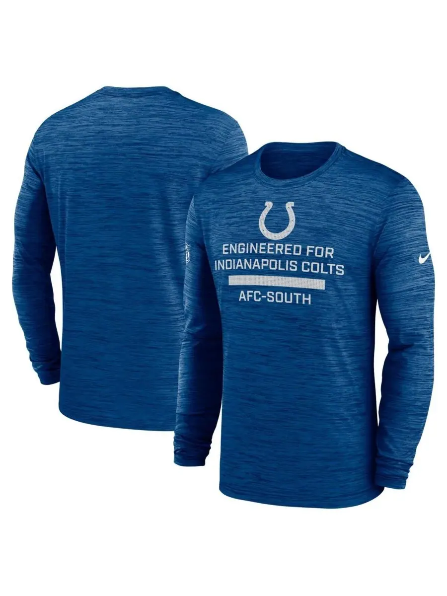 Мужская футболка с длинным рукавом Royal Indianapolis Colts Sideline Velocity Performance Nike — изображение 1 из 3