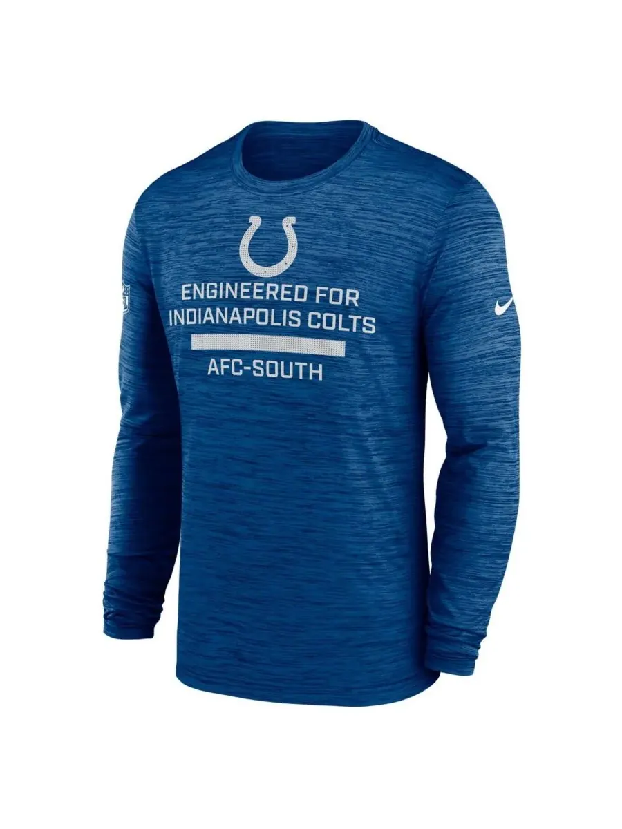 Мужская футболка с длинным рукавом Royal Indianapolis Colts Sideline Velocity Performance Nike — изображение 2 из 3