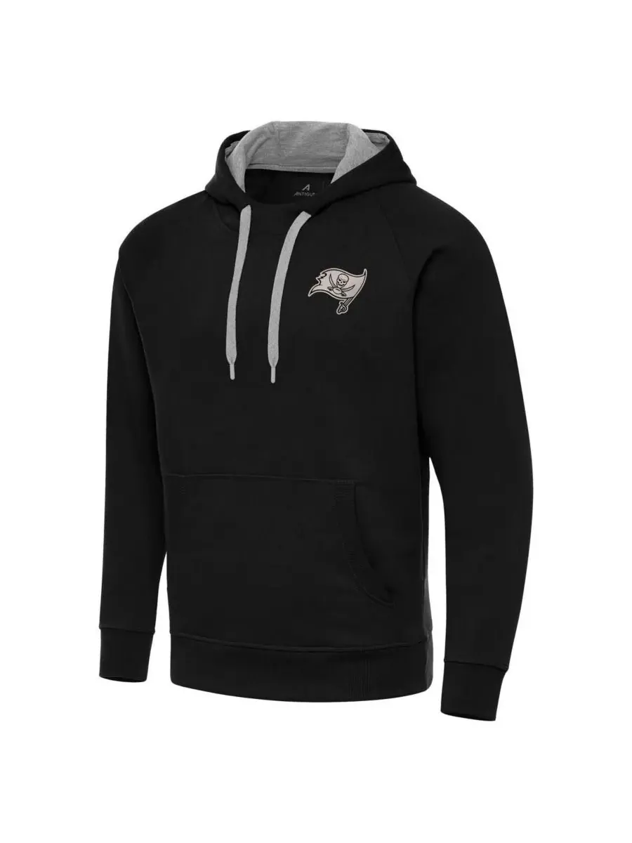 Antigua Мужская черная толстовка с капюшоном Tampa Bay Buccaneers Brushed Carbon Victory — изображение 2 из 4, черный