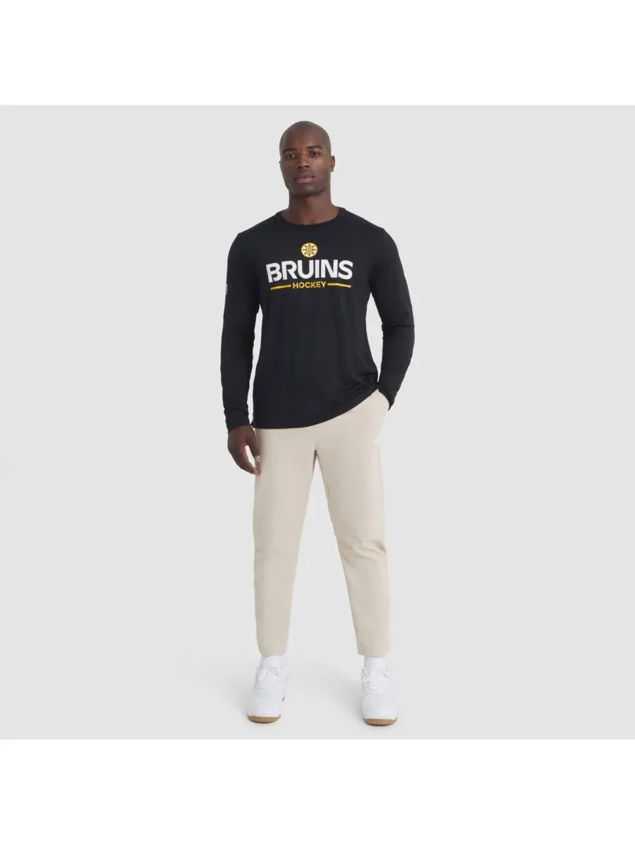Fanatics Мужская черная футболка с длинным рукавом Boston Bruins Authentic Pro Rink Tech — изображение 3 из 5, черный желтый
