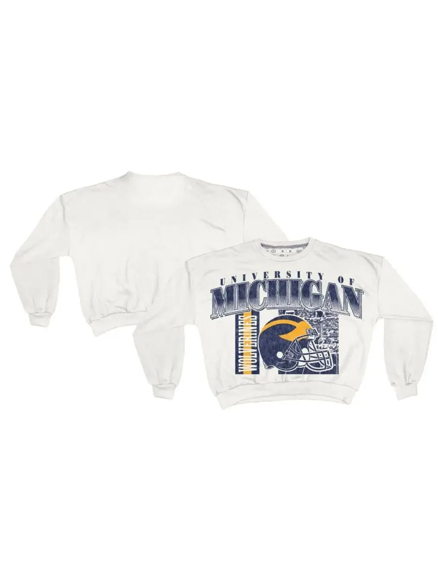Pressbox Женская белая толстовка оверсайз Janice Retro с изображением команды Michigan Wolverines — изображение 1 из 3, белый