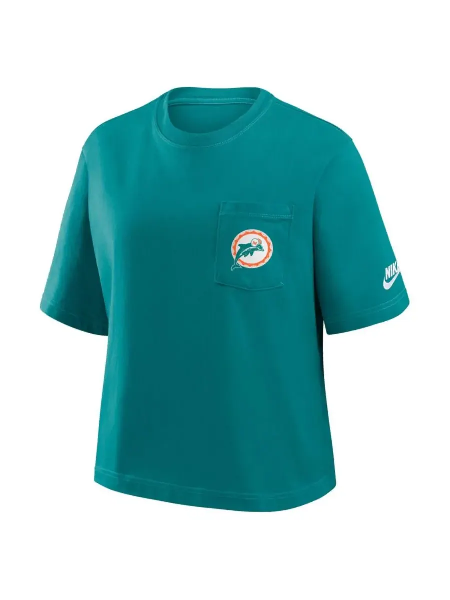 Женская футболка Aqua Miami Dolphins Rewind Pocket Boxy Nike — изображение 2 из 2, голубой