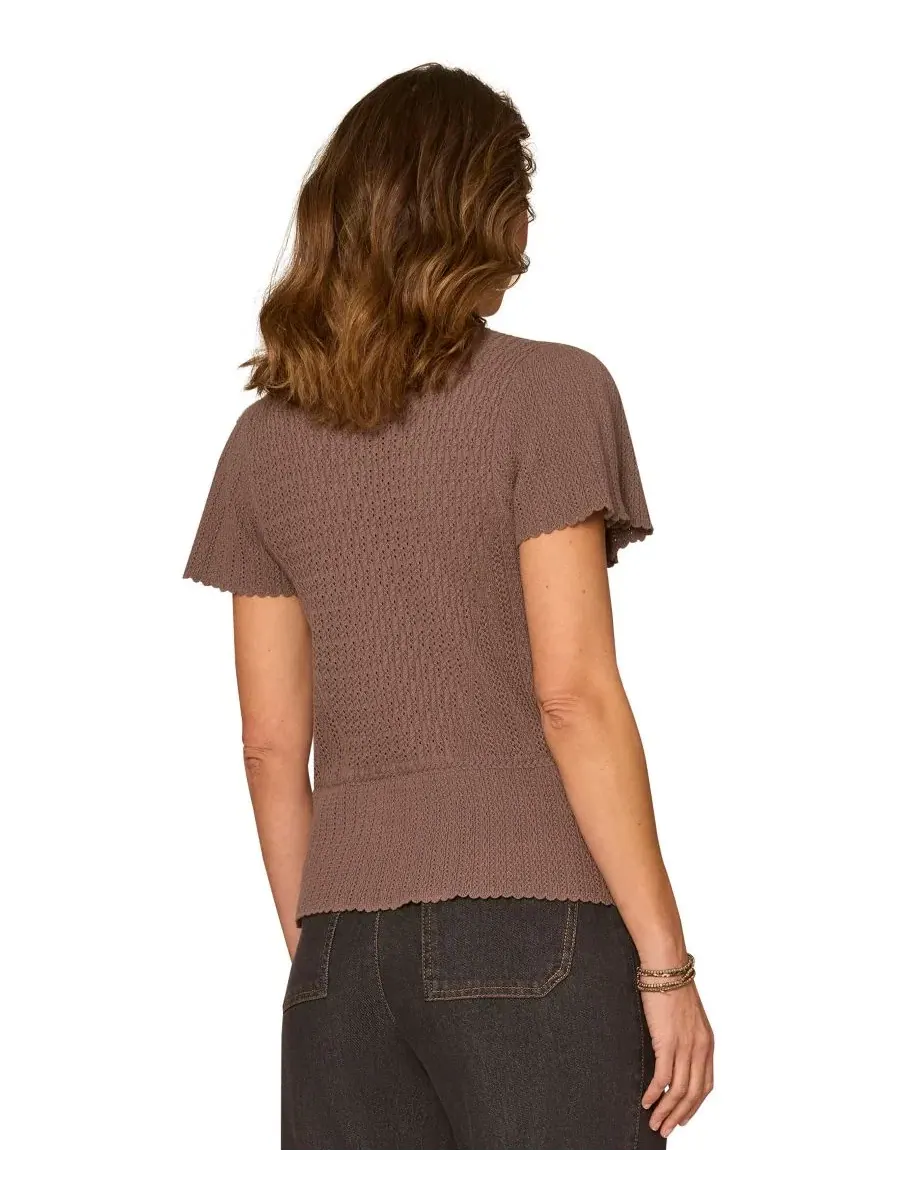 Свитер с воланами и круглым вырезом Petite Flounce Crochet Round Neck Democracy, Oyster Mushroom — изображение 3 из 3