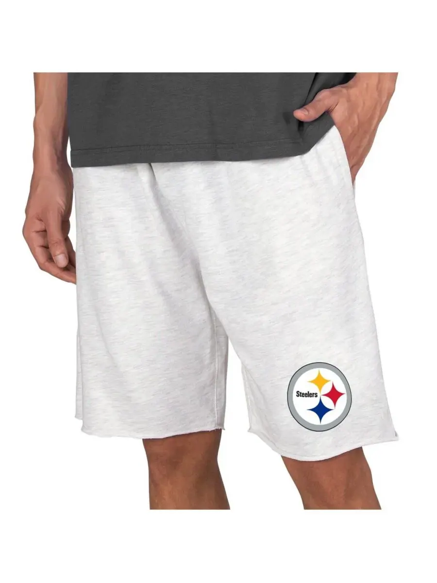 Мужские шорты из махровой ткани цвета овсянки с символикой команды Pittsburgh Steelers Concepts — изображение 1 из 1, овсяный