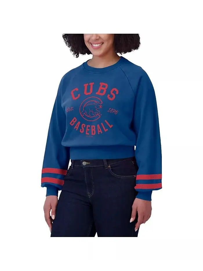 Женская толстовка Royal Chicago Cubs Vintage Washed Cropped Pullover WEAR by Erin Andrews — изображение 2 из 4