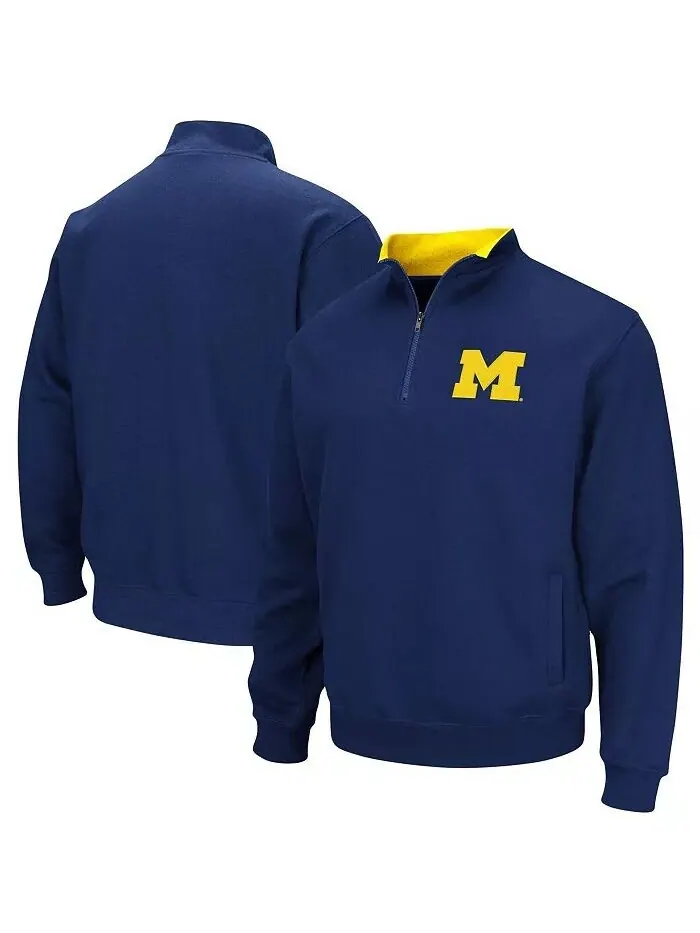 Мужская темно-синяя толстовка Michigan Wolverines Big and Tall Tortugas с застежкой-молнией на — изображение 1 из 3