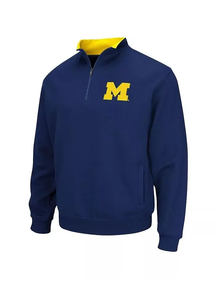 Мужская темно-синяя толстовка Michigan Wolverines Big and Tall Tortugas с застежкой-молнией на — изображение 3 из 3