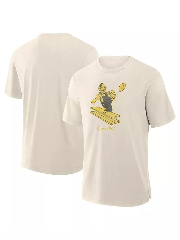 Мужская кремовая футболка Pittsburgh Steelers Slub Fanatics — изображение 1 из 3