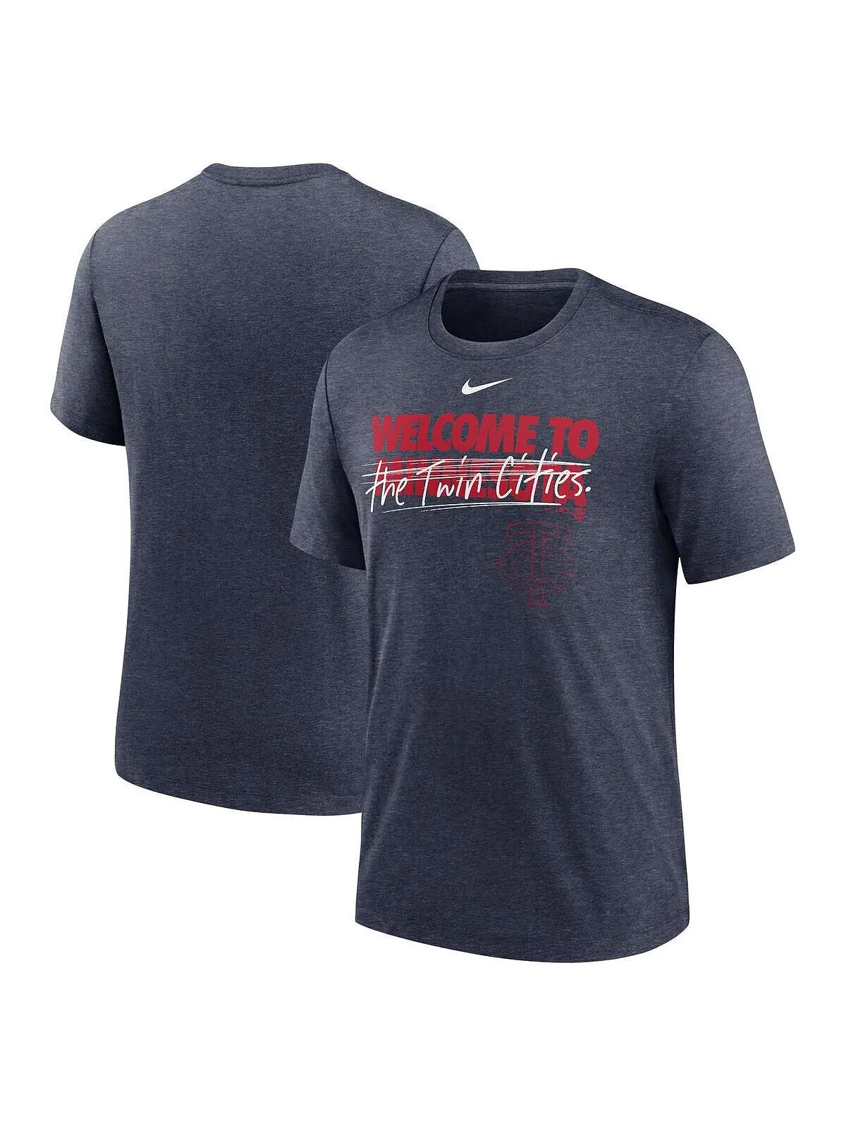 Мужская футболка Heather Navy Minnesota Twins Home Spin Tri-Blend Nike — изображение 1 из 2, темно-синий