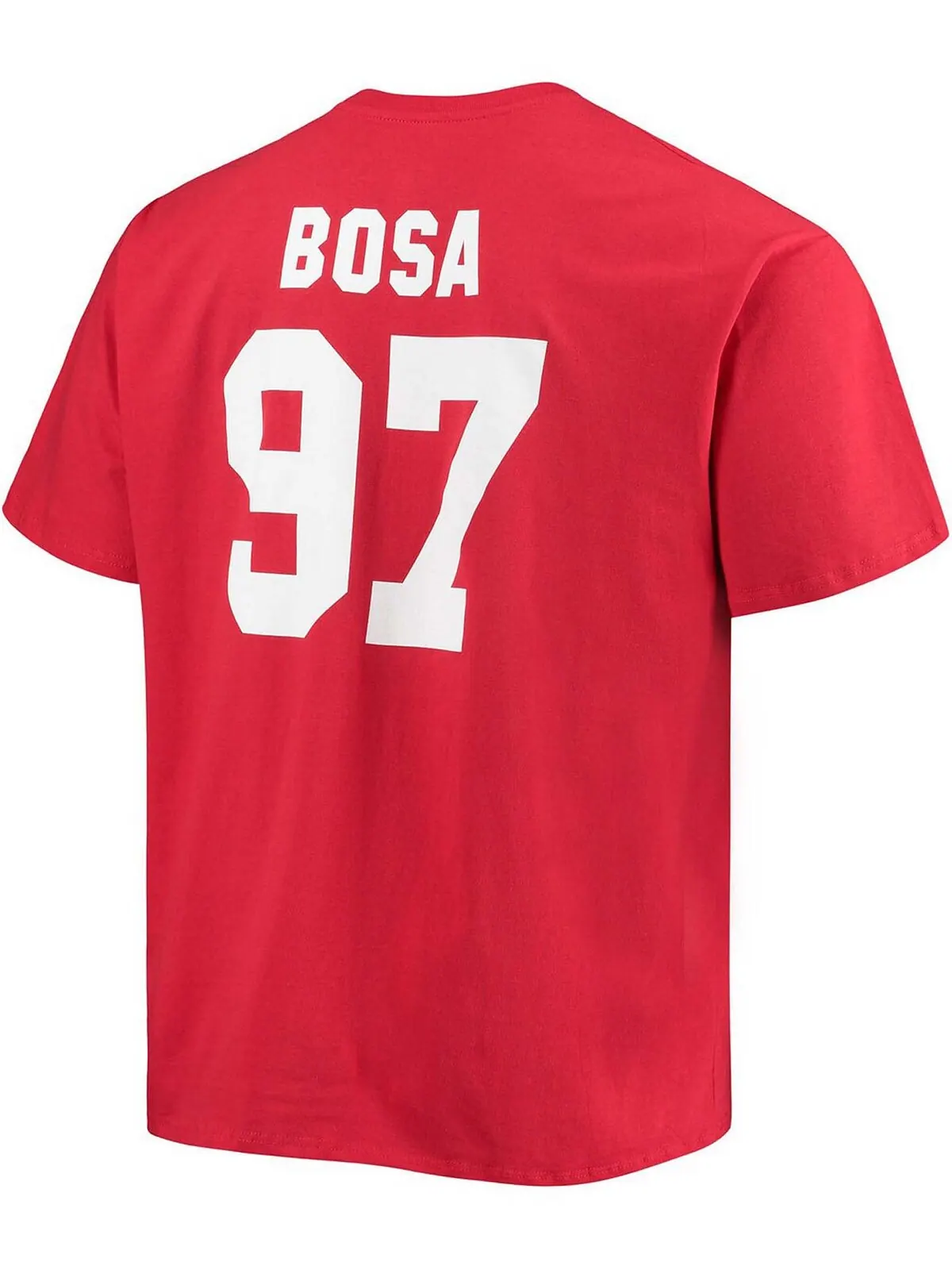Мужская футболка Big and Tall Nick Bosa Scarlet San Francisco 49Ers с именем игрока и номером — изображение 2 из 3, алый
