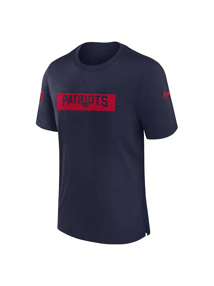 Мужская синяя футболка New England Patriots Sideline Player Performance Nike — изображение 2 из 3