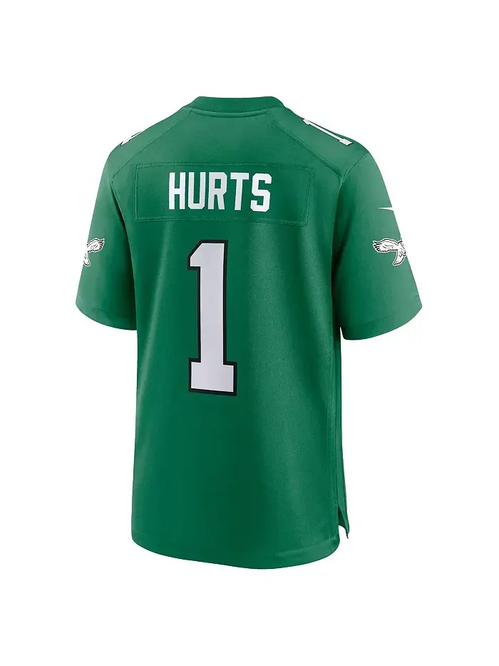Мужская игровая футболка Jalen Hurts Kelly Green Philadelphia Eagles альтернативная Nike — изображение 3 из 5