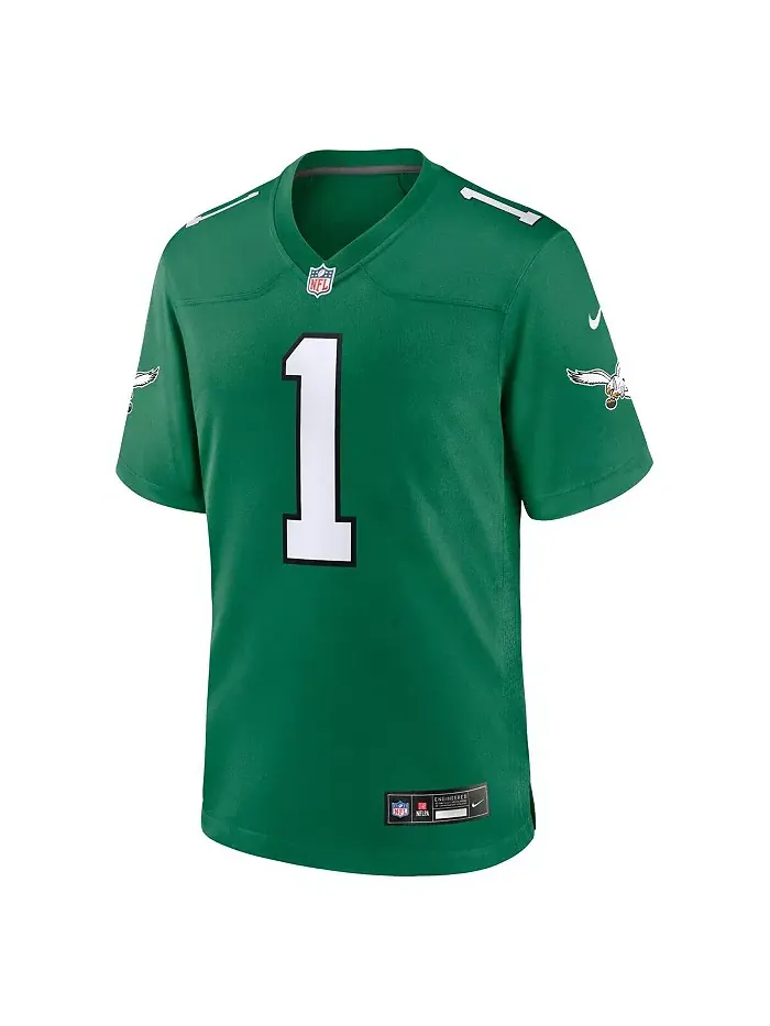 Мужская игровая футболка Jalen Hurts Kelly Green Philadelphia Eagles альтернативная Nike — изображение 5 из 5