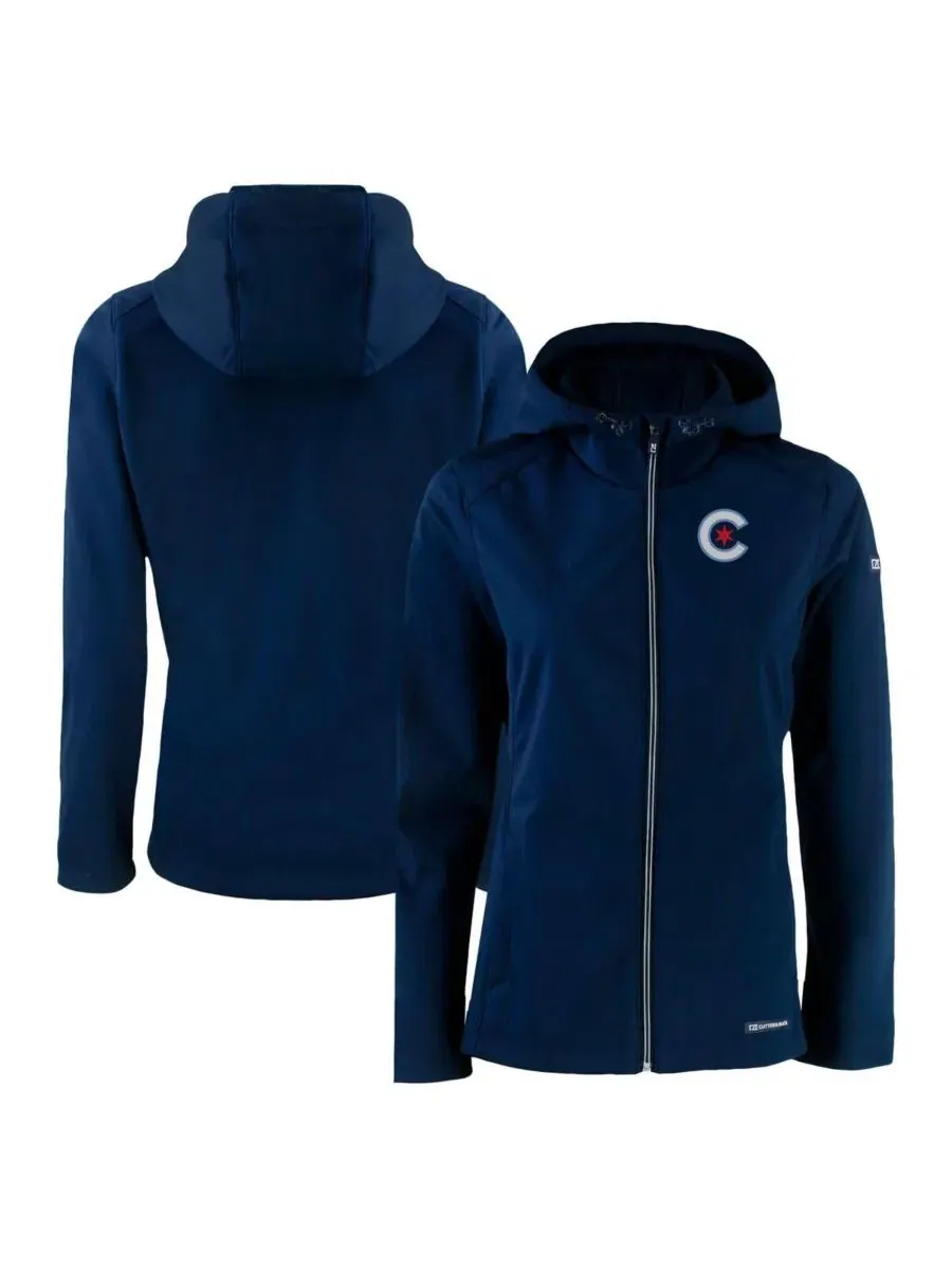 Женская куртка-худи с капюшоном Cutter & Buck Navy Chicago Cubs City Connect Evoke Eco Softshell — изображение 1 из 3