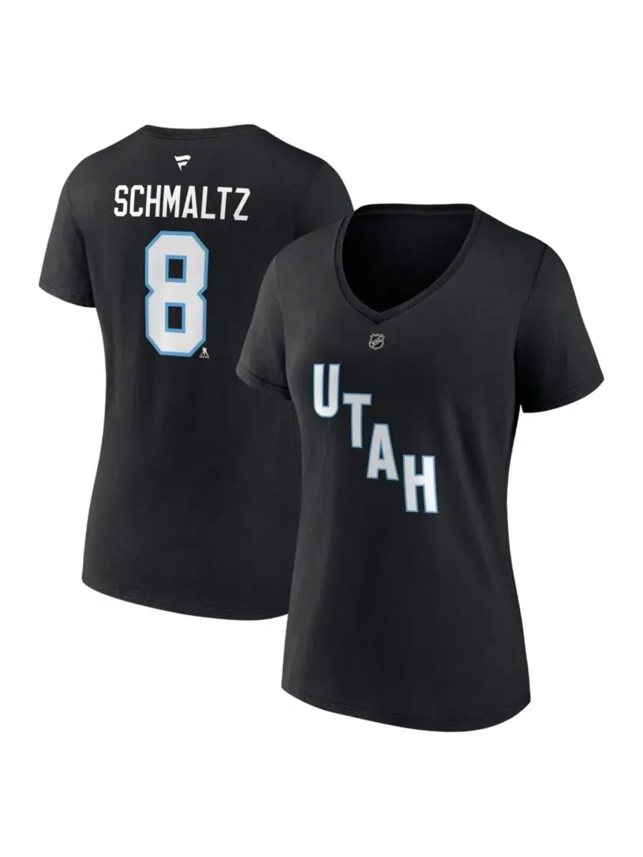 Футболка с V-образным вырезом Nick Schmaltz Authentic Stack Name & Number Fanatics — изображение 1 из 3, черный