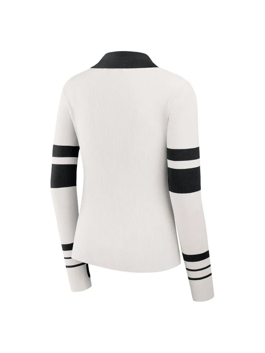 Женский свитер-поло с фактурной вязкой, с длинным рукавом и патчами Pittsburgh Steelers WEAR by — изображение 3 из 5, белый