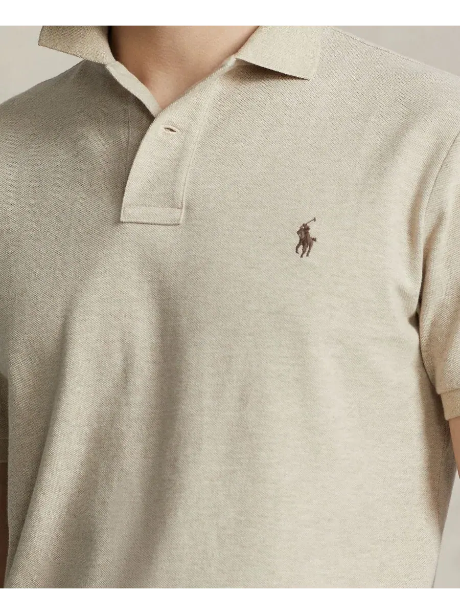 Поло с коротким рукавом, из хлопкового пике, Custom Slim Fit Polo Ralph Lauren, Expedition Dune — изображение 3 из 6